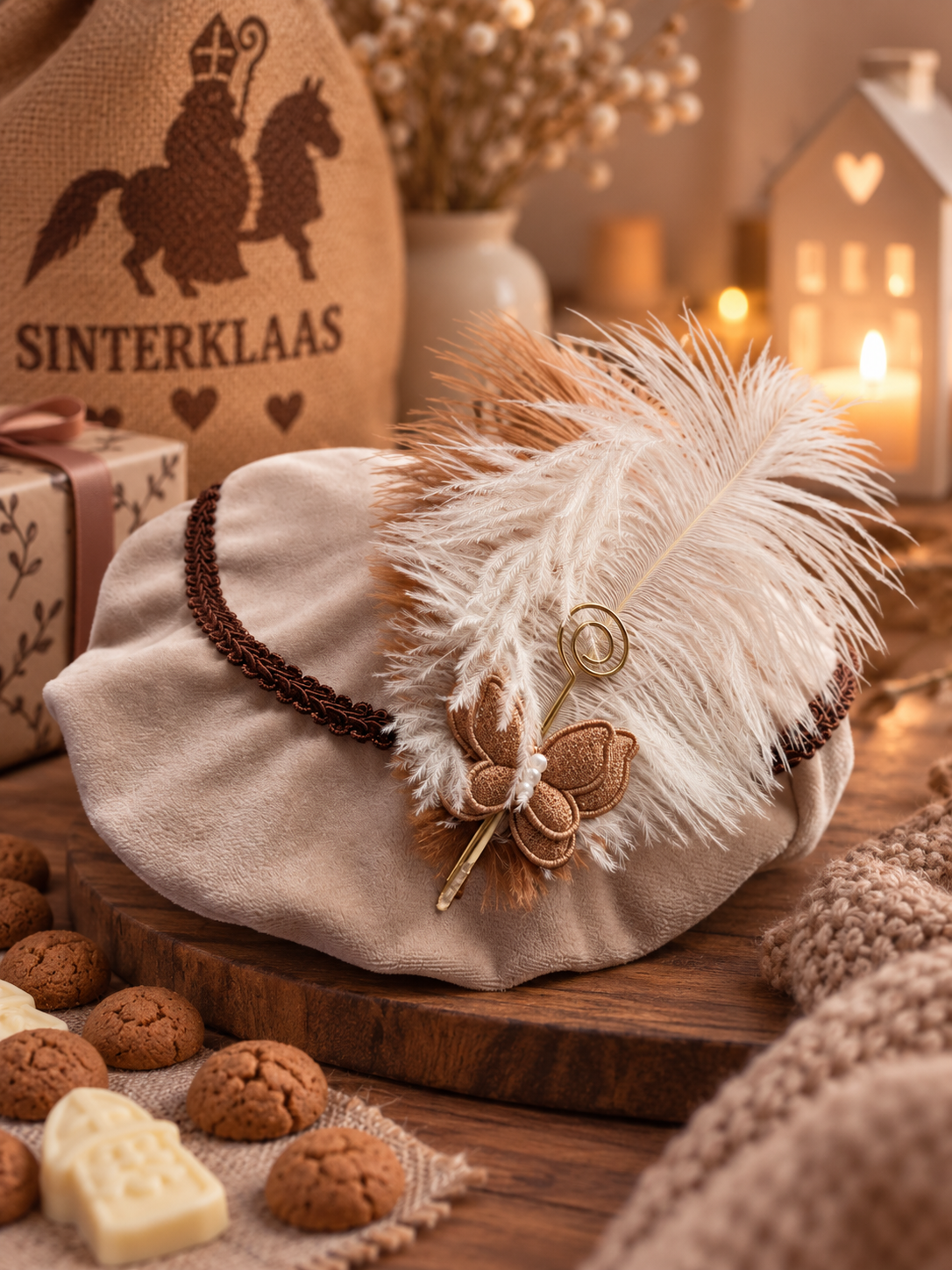 Pietenmuts - Beige - Donker bruin